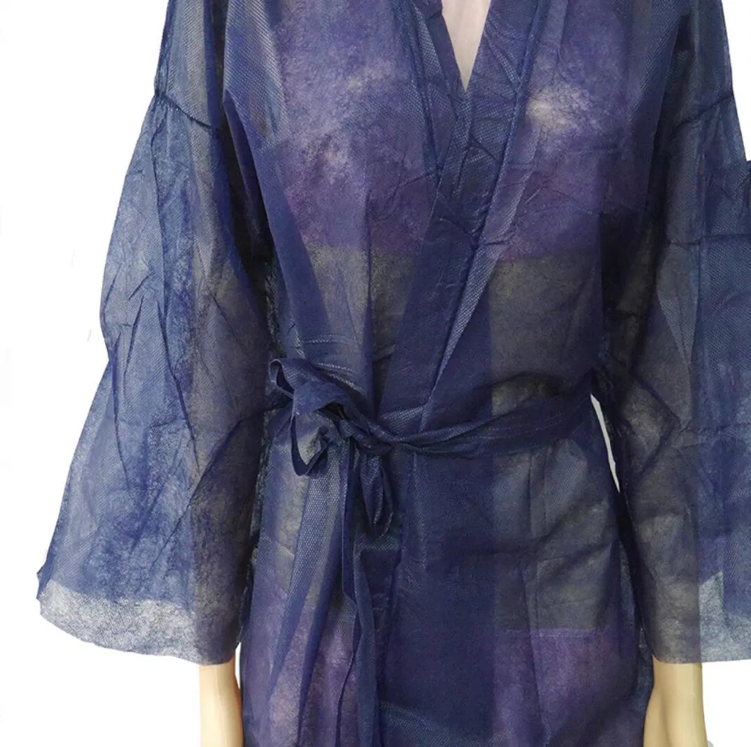 Shenone Disposable Nonwoven Hairdressing Bathrobe Kimono for Hotel