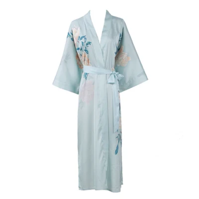 Hsp033 Seide Home Wear Verlängerter neuer Kimono-Stoff Maulbeerseide-Freizeitbademantel